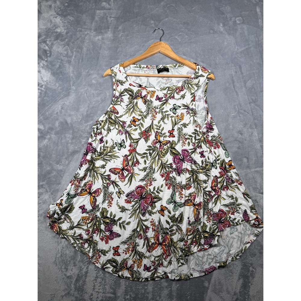 Lane Bryant Swing Tank Top Womens 18/20 Multicolor Butterfly Botanical Print